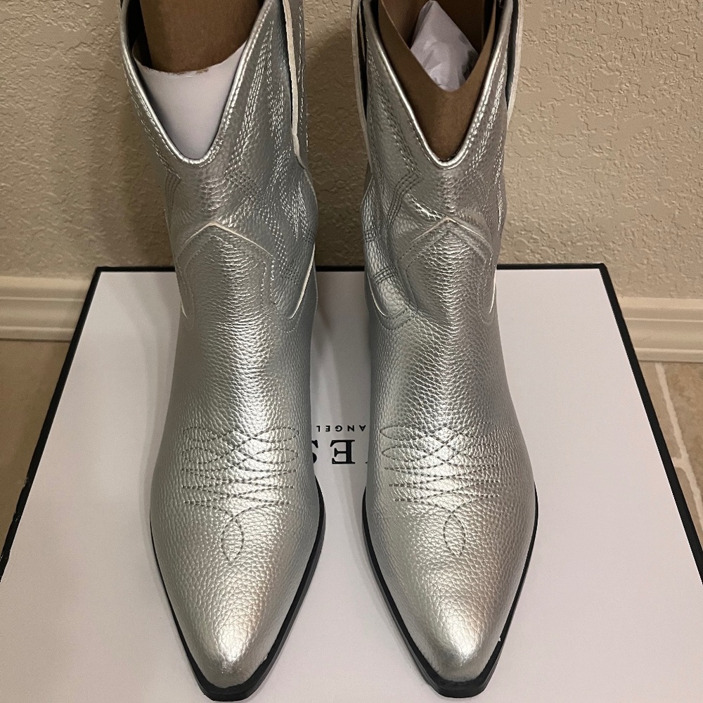 Silver Metallic Cowboy Booties